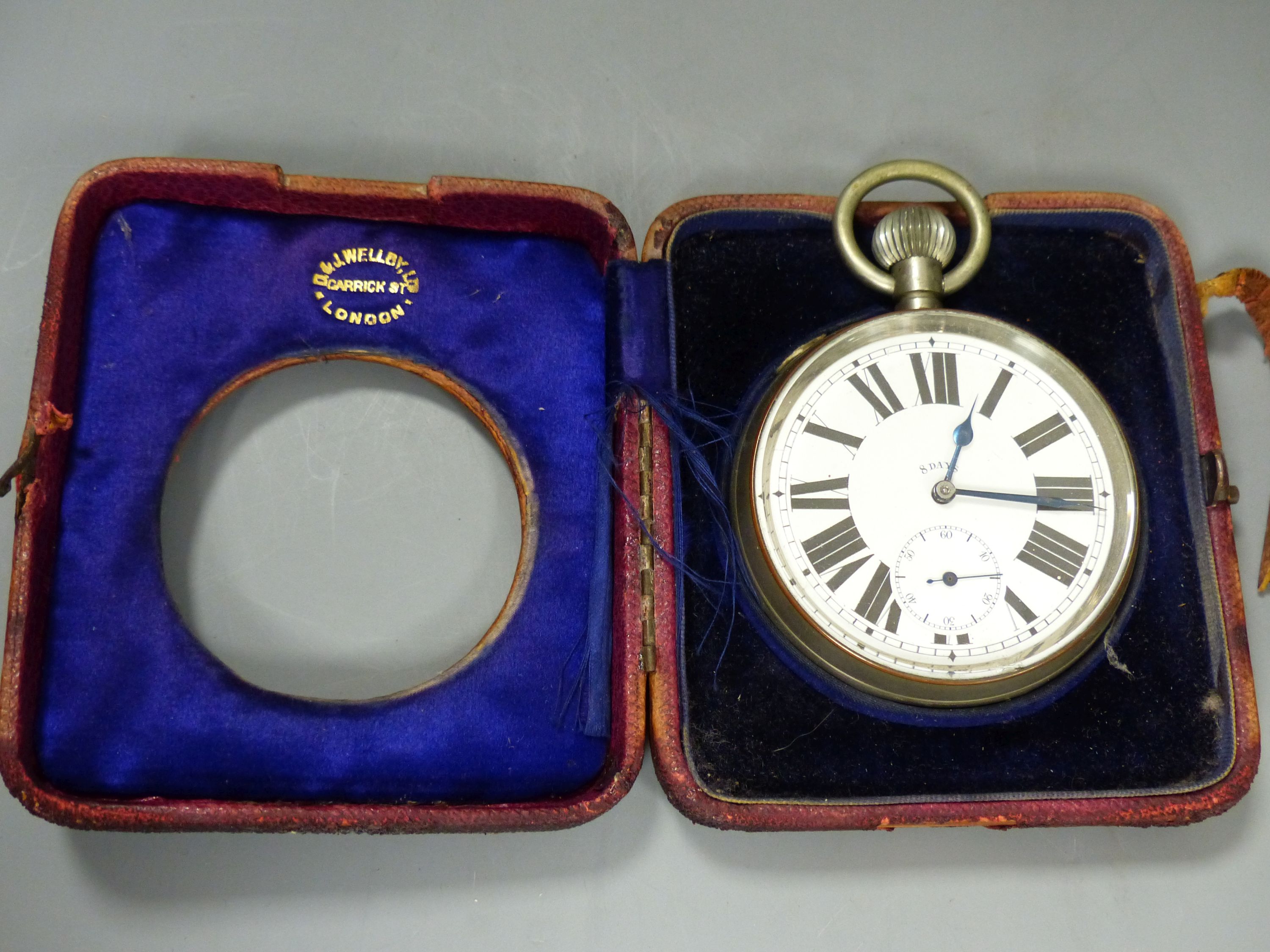 A G.A. Lenoir Wien Holosteric barometer and a cased Goliath eight day pocket watch